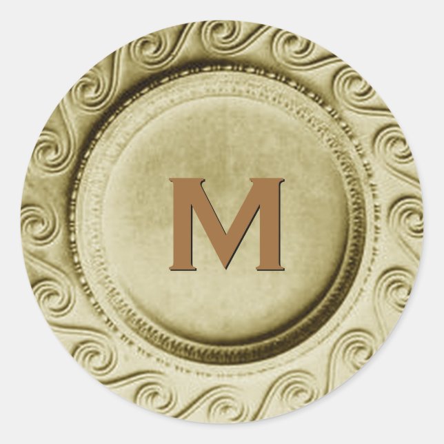 Shiny Gold Art Deco Wedding Monogram M Sticker (Front)