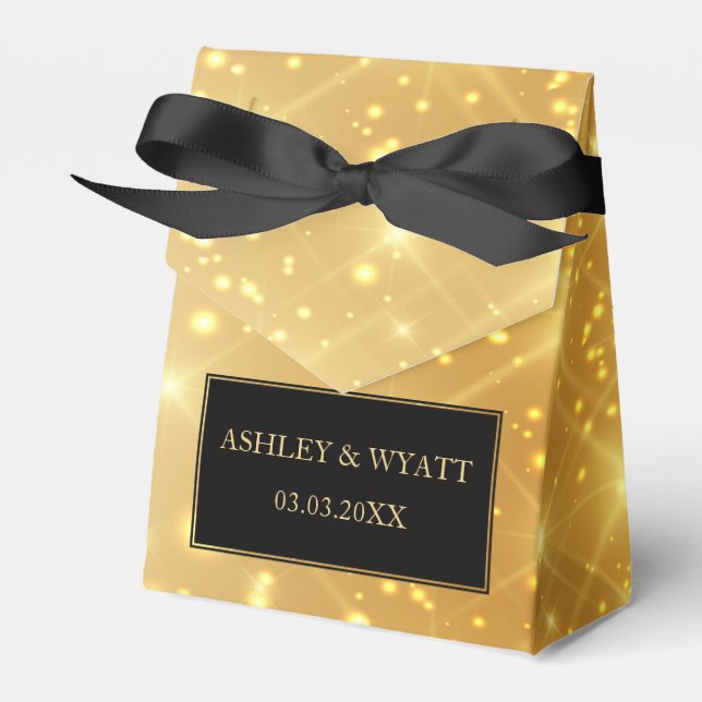 Shiny Gold Background Favor Boxes (Front Side)