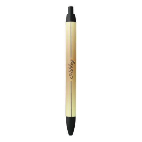 Shiny Gold Black Ink Pen