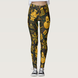 Shiny Gold Christmas Decorations Leggings