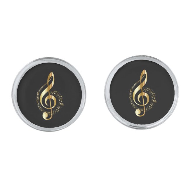 Shiny Gold Clef Cufflinks (Front)