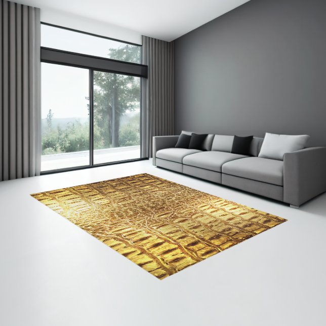Shiny Gold Crocodile Alligator Skin-Printed Rug (Insitu (Indoor 3))