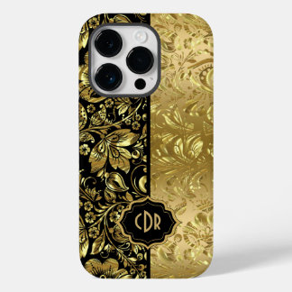 Shiny Gold Damasks On Black Background Case-Mate iPhone 14 Pro Case