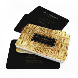Shiny Gold Designer Alligator Crocodile Skin Business Card