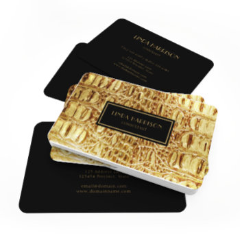 Shiny Gold Designer Alligator Crocodile Skin Business Card by riverme at Zazzle