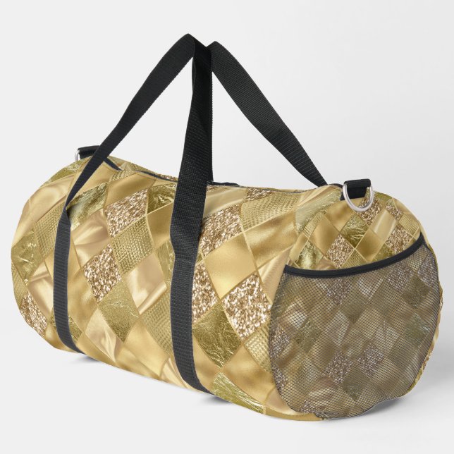 SHINY GOLD DIAMOND TEXTURE LOOK DUFFLE BAG (Right Corner)