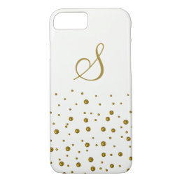 Shiny Gold Dots Custom Monogram iPhone 8/7 Case