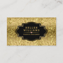Shiny gold foil  damask pattern business card