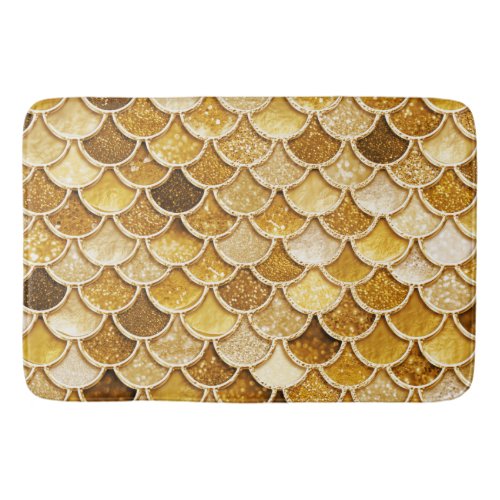 Shiny Gold Glitter Mermaid Scales Bath Mat