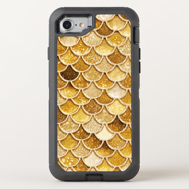 Shiny Gold Glitter Mermaid Scales Otterbox Phone iPhone Case (Back)