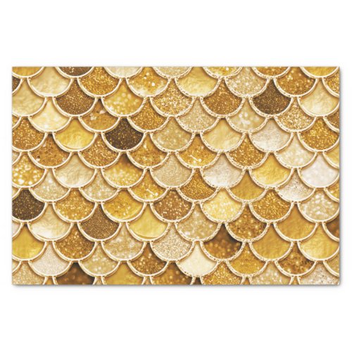 Shiny Gold Glitter Mermaid Scales Tissue Paper