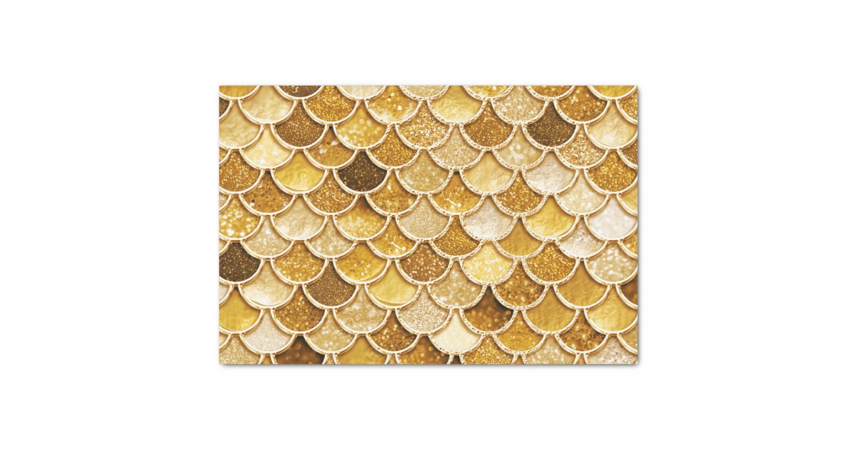 Shiny Gold Glitter Mermaid Scales Tissue Paper | Zazzle