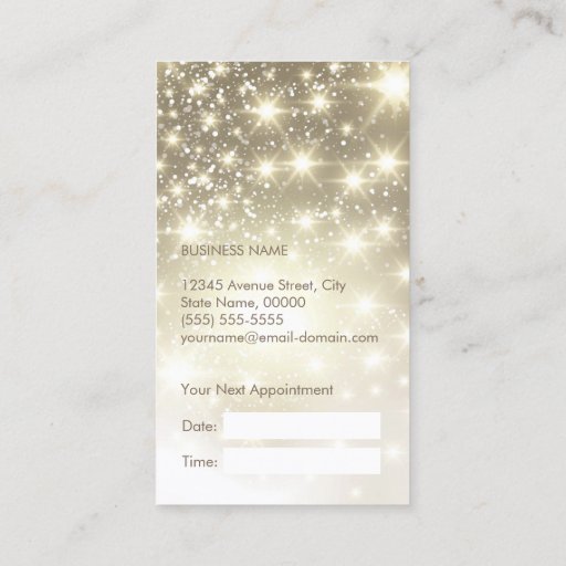 Customizable Shiny Gold Glitter Sparkles Appointment Card Double-Sided Standard Business Cards (Pack Of 100)