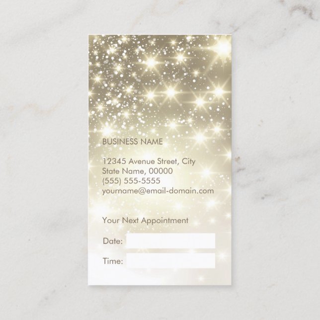 Shiny Gold Glitter Sparkles Appointment Card (Back)