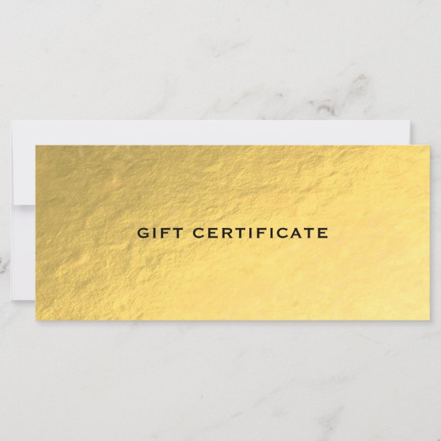 Shiny Gold Golden Ticket Glam Gift Certificate (Front)