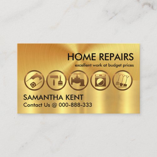 Shiny Gold Home Repair Tools Business Card