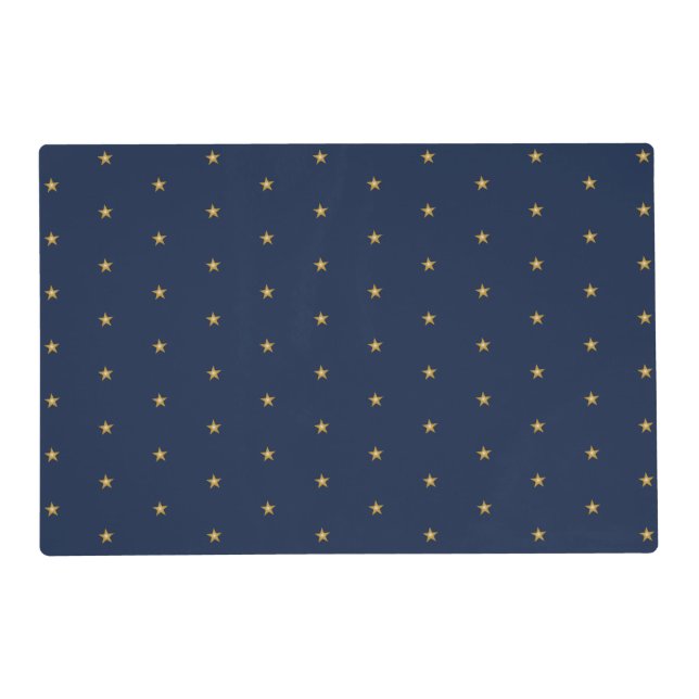Shiny Gold Little Stars On Dark Blue Placemat (Front)