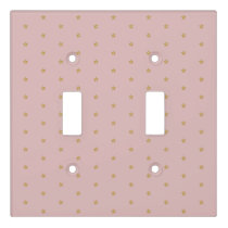Shiny Gold Little Stars On Rose Pink Light Switch Cover