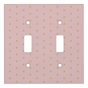 Shiny Gold Little Stars On Rose Pink Light Switch Cover