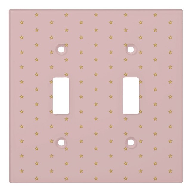 Shiny Gold Little Stars On Rose Pink Light Switch Cover (Front)