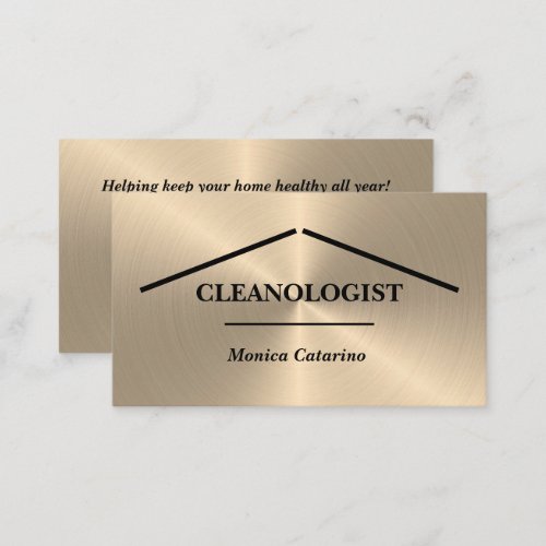 Shiny Gold Minimal Pro Home Cleaning Business Card