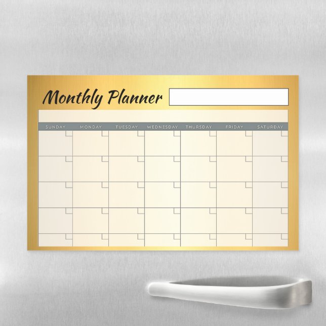 Shiny Gold monthly planner  Magnetic Dry Erase Sheet (In Situ)
