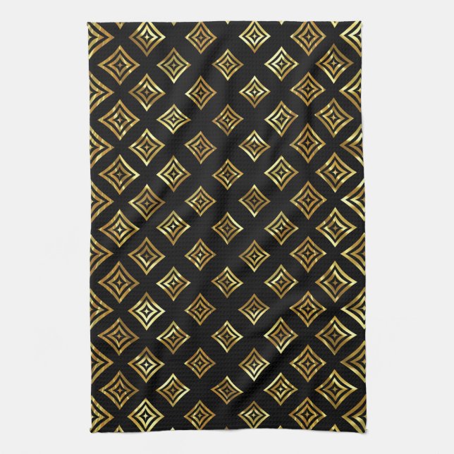 Shiny Gold Rhomboid Kitchen Towel (Vertical)
