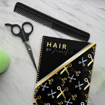 Shiny Gold & Silver Scissors Pattern Hairstylist  Planner<br><div class="desc">Stylish personalized planner design for hairstylists with faux gold and silver scissors pattern on a black background. The text is fully customizable.</div>
