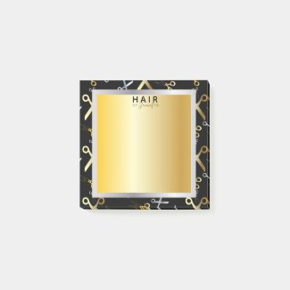 Shiny Gold & Silver Scissors Pattern Hairstylist  Post-it Notes