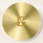 Shiny Gold Stainless Steel Texture print Coaster<br><div class="desc">Shiny metallic gold tones stainless steel texture print. Customize it with your own initial. If you need help customizing any of my products,  please email your request. 
Metallic look is a printed image and not real metallic shine.</div>