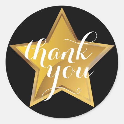 Shiny Gold Star Thank You Sticker