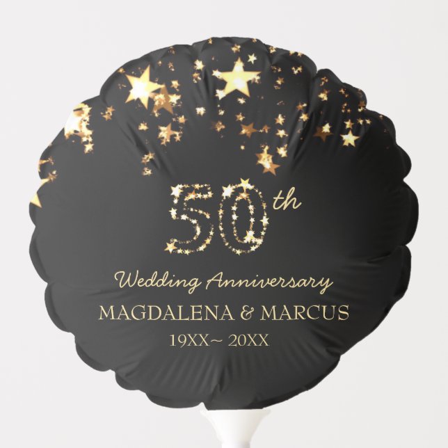 Shiny Gold Stars And Numbers Balloon (Front)