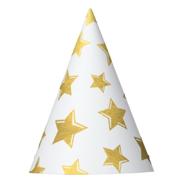 Shiny Gold Stars Party Hat (Front)
