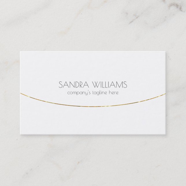 Shiny gold stripes on white business card (Front)