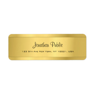 Shiny Gold Template Modern Script Return Address Label