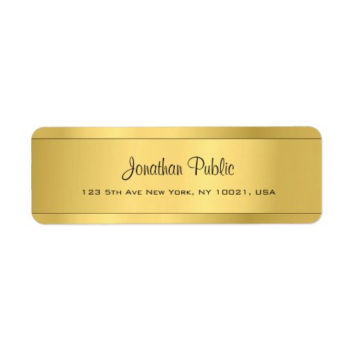 Shiny Gold Template Modern Script Return Address Label