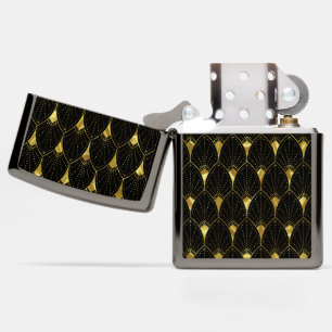 Shiny gold texture look with a black background zippo lighter