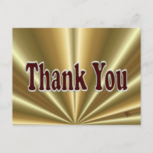 Shiny Gold Thank You Postcard - customize