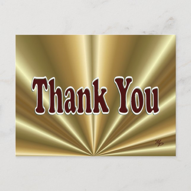 Shiny Gold Thank You Postcard - customize (Front)