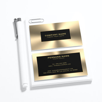 Shiny Gold Tones Stainless Steel Look Business Card by artOnWear at Zazzle