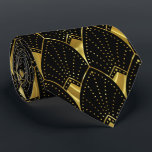 Shiny Gold Vintage Art Deco Pattern on Dark Gray Neck Tie<br><div class="desc">This shiny gold vintage Art Deco pattern over a black background is an elegant tie you can wear to the office or out to an elegant dinner. The black background color is a changeable color to match your colors. Darker colors work best.</div>