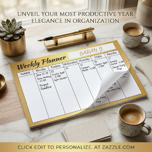 Shiny Gold Weekly planner sheets Paper Pad