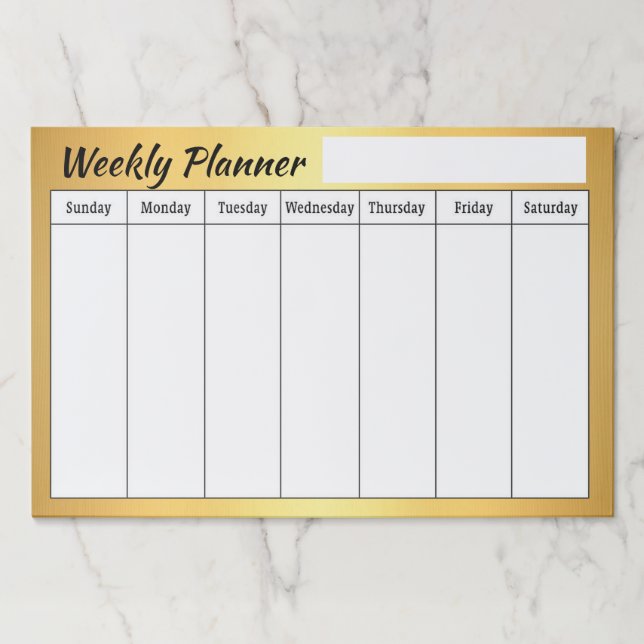 Shiny Gold Weekly planner sheets Paper Pad (Front)