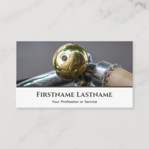 Shiny golden bike bell for Bicycle Repair Shops Business Card