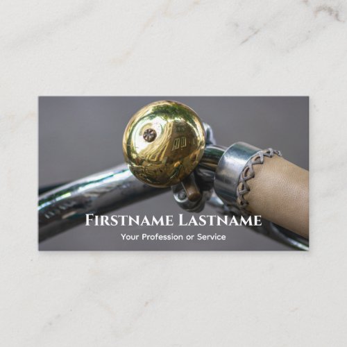 Shiny golden bike bell for Bicycle Repair Shops Business Card