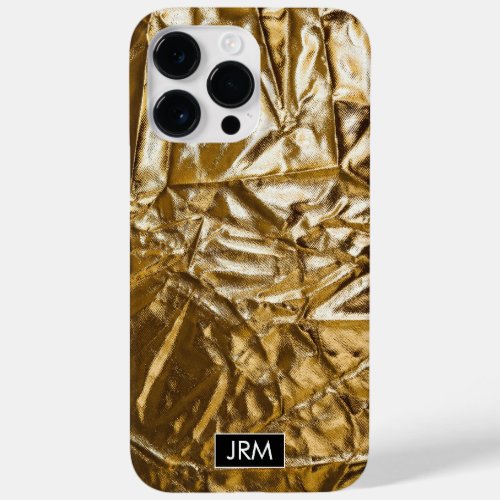 Shiny Golden Foil Iridescent Custom Monogram Case_Mate iPhone 14 Pro Max Case