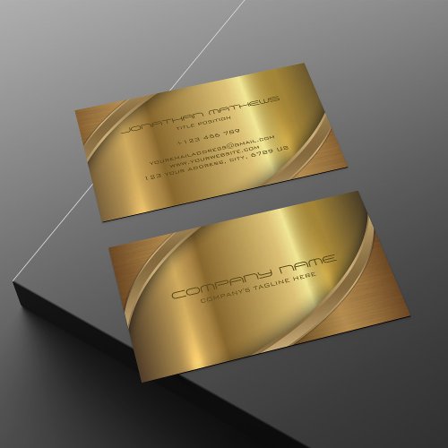 Shiny Golden Metal Look Brown Stainless Steel Business Card
