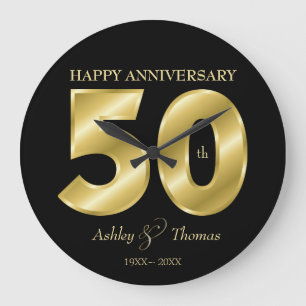 Shiny Golden Numbers Large Clock