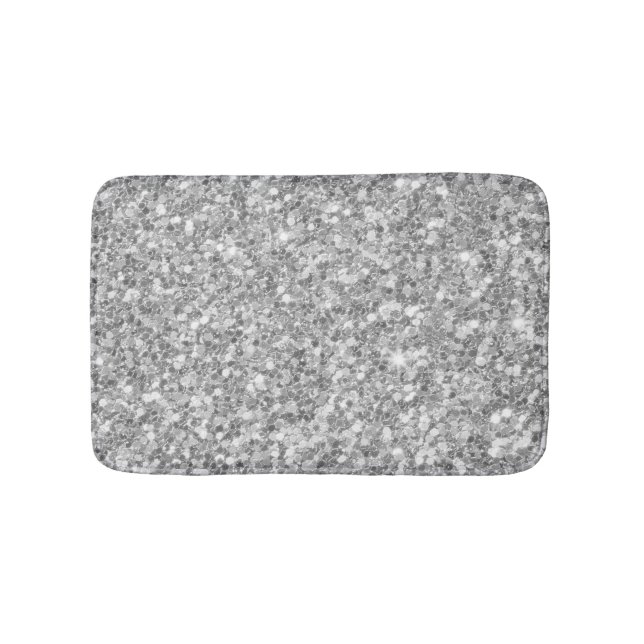 Shiny Gray And White Glitter Bathroom Mat (Front)