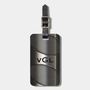 Shiny Gray Metallic Modern Geometric Design Luggage Tag